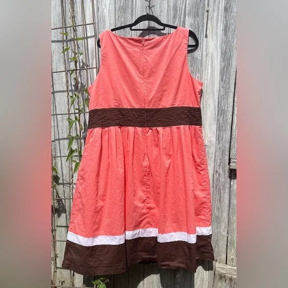 Dress Barn Coral/Brown Lined Dress Size 22W - Picture 2 of 7